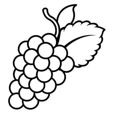 Üzüm vektör taslak biçimi. Üzüm simgesi basit illüstrasyon