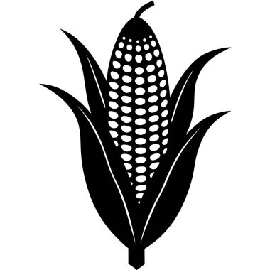 Beyaz arka planda izole edilmiş siyah renkli mısır ikonu. mısır sembolü stok vektör illüstrasyonu.