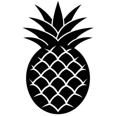 Ananas vektör simgesi. biçim düz sembol, siyah renk, yuvarlak açılar, beyaz arkaplan.