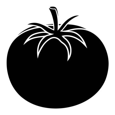 Siyah siluet domates ikonu. vektör