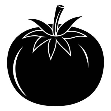 Bir domatesin siyah beyaz ikonunun vektör çizimi