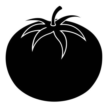 Beyaz arkaplanda siyah bir domates silueti.