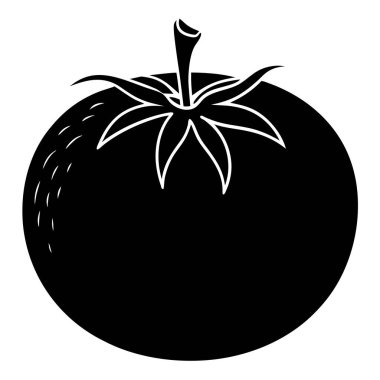 Siyah-beyaz bir ikonun siyah-beyaz domates vektör çizimi