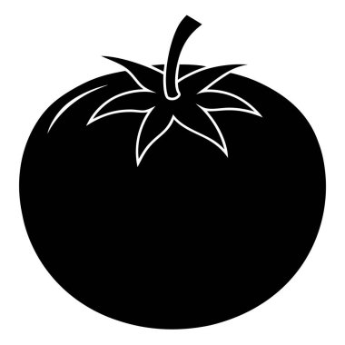 Taze domates ikonu. Beyaz arkaplanda izole edilmiş organik bir vektör ikonu tasarımının basit bir çizimi