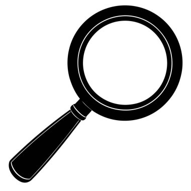 Siyah simgeli büyüteç, vektör illüstrasyonu