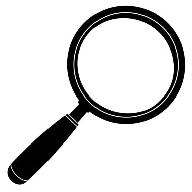 Beyaz arkaplanda izole edilmiş büyüteç, vektör illüstrasyonu