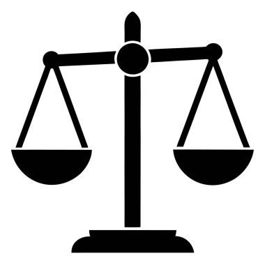 Adalet ölçeği ikonu. Adalet vektör simgesinin özet çizimi