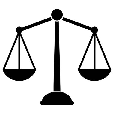 denge ölçekleri simgesi. Dengeli bir vektör sembolünün basit bir gösterimi