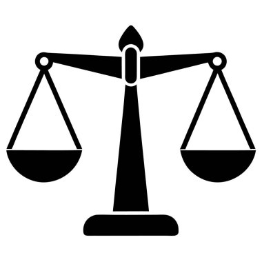Adaletin sembolü. siyah ve beyaz vektör çizimi.