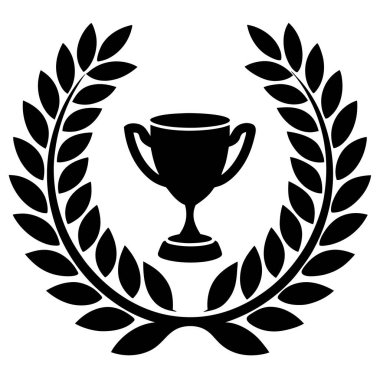 Kupa ikonlu defne çelengi, siyah stil.