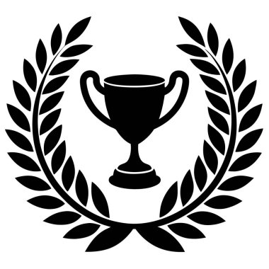 Defne çelengi ile kazanan kupa. vektör illüstrasyonu