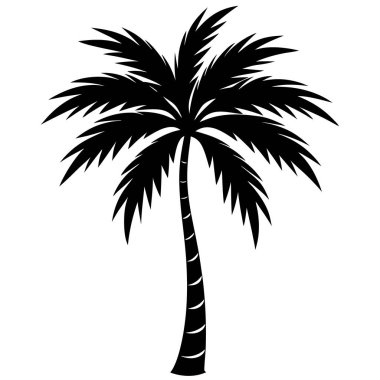 Beyaz arka planda izole edilmiş palmiye ağacı silueti. vektör illüstrasyonu