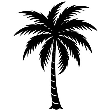 Yapraklı bir ağacın silueti. Beyaz arkaplanda vektör illüstrasyonu.