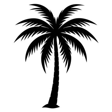 Beyaz arkaplan vektör illüstrasyonunda palmiye ağacı silueti