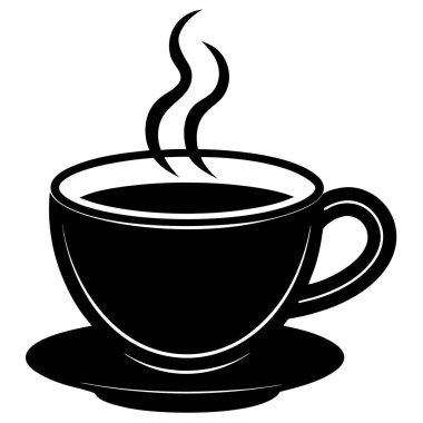 Siyah beyaz çizimli bir fincan kahve.