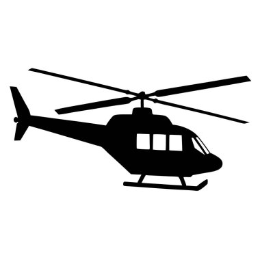 Helikopter ikonu. Beyaz arkaplanda izole edilmiş bir helikopter vektör ikonu tasarımının basit bir çizimi
