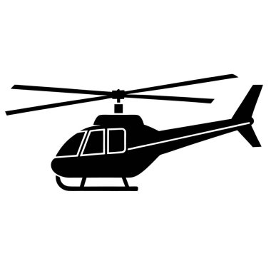 Helikopter ikonu. Beyaz arkaplanda izole edilmiş helikopter vektör simgesi tasarımının basit bir çizimi