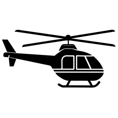 Beyaz arkaplan ile helikopter vektör silueti.