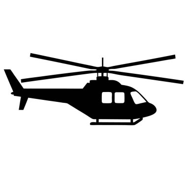 Helikopter vektör simgesi. Siyah vektör simgesi beyaz arkaplanda izole edildi