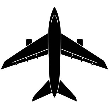 Beyaz üzerine siyah uçak silueti