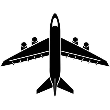 Uçak vektör simgesi. Siyah vektör simgesi beyaz arkaplanda izole edildi
