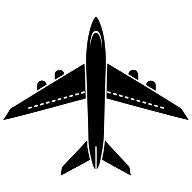 Beyaz arkaplanda izole edilmiş uçak simgesi ve vektör illüstrasyonu