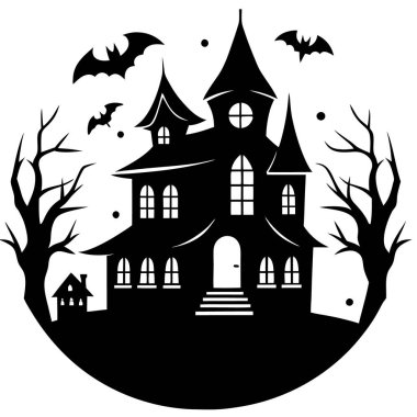 Bir evin ve balkabağının vektör silueti