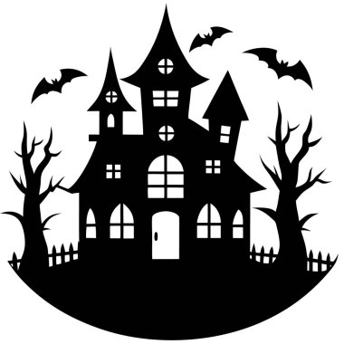 Cadılar Bayramı kalesi silueti yarasalarla