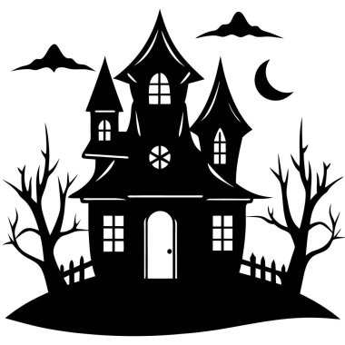 Beyaz arka planda Cadılar Bayramı evi