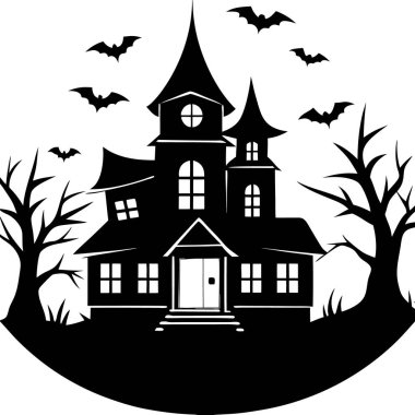 Cadılar Bayramı evi arka planı, vektör illüstrasyonu