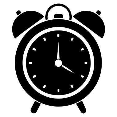 Beyaz alarmlı saat simgesinin vektör çizimi.