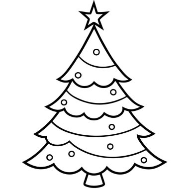 Yıldız vektör tasarımlı mutlu noel çam ağacı