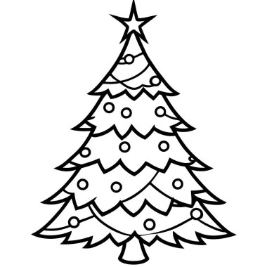 Noel ağacı, illüstrasyon, beyaz arkaplanda vektör