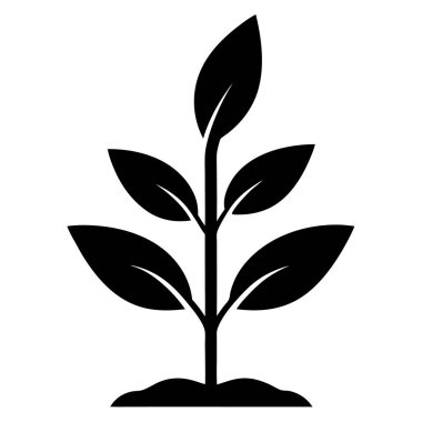 Yapraklı bitki, doğanın siluet tarzı ikon tasarımı bitki vektörü çizimi