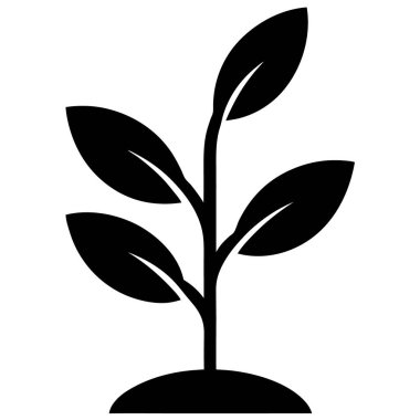 bitki ikonu. Beyaz arkaplanda izole edilmiş bitki vektörü simgesi tasarımının basit bir çizimi