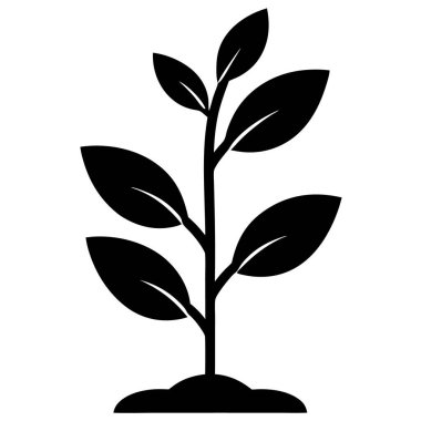 Yapraklı siyah ağaç, vektör simgesi