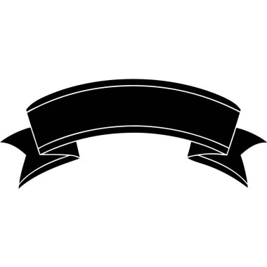 siyah kurdele bayrak simgesi, eğri kurdele sancak vektörü