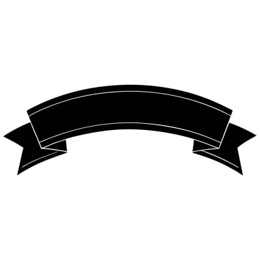 Beyaz arkaplan vektör illüstrasyon tasarımı üzerine siyah kurdele, Eğri kurdele sancak vektörü