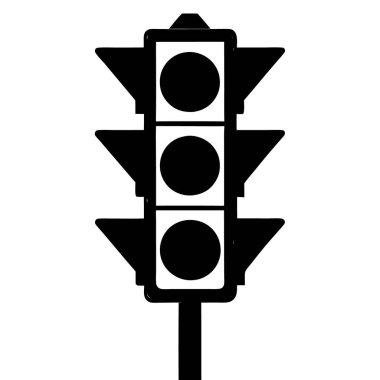 Beyaz arkaplanda basit bir şekilde izole edilmiş trafik ışığı simgesi
