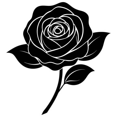 Siyah güllü siluet. vektör illüstrasyonu.