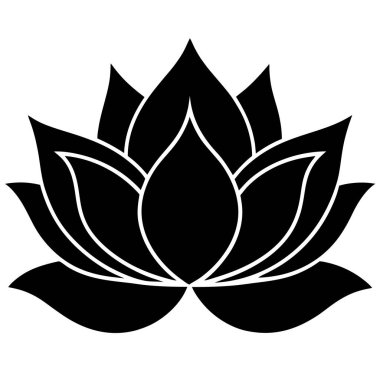 Nilüfer çiçeği ana hatları ikon vektör çizimi