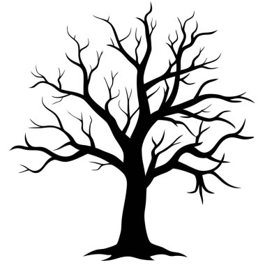 Beyaz arka plan üzerinde izole siluet siyah ağaç