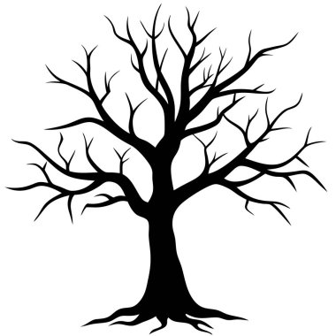 Beyaz arkaplanda çıplak ağacın vektör silueti