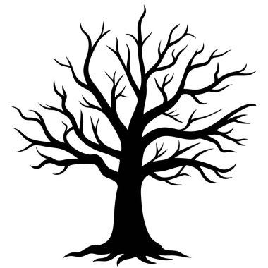 beyaz arkaplanda çıplak ağaç silueti