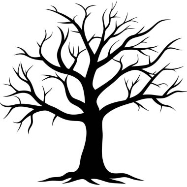 Ağaç beyaz zemin üzerine siluet vektör
