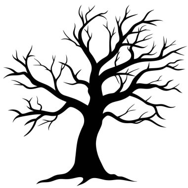 Beyaz arka plan ağaç silüeti