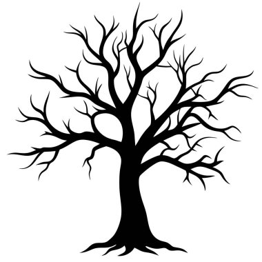 Beyaz arkaplanda ağaç silueti, vektör