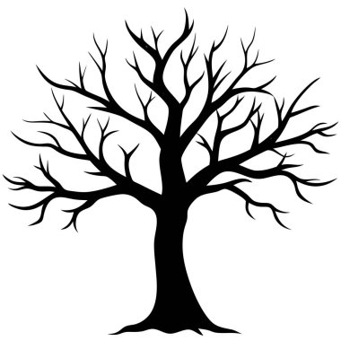 çıplak ağaç silueti, vektör çizimi