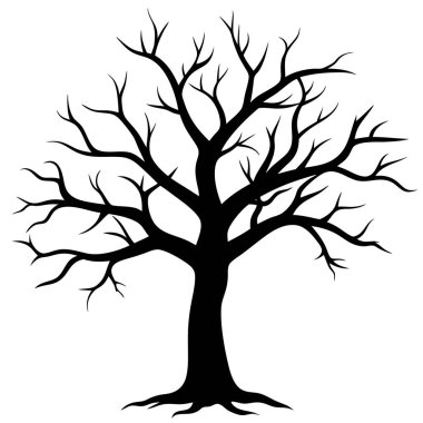Beyaz arkaplanda çıplak ağaç silueti