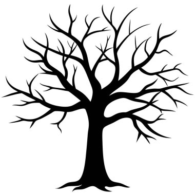 beyaz arkaplanda çıplak ağaç silueti